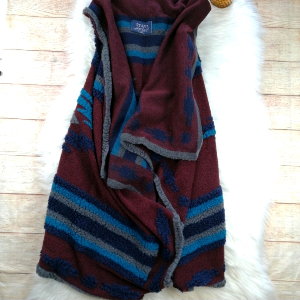 Ryan Michael Tribal Pattern Wool Blend Shawl Vest… - image 3